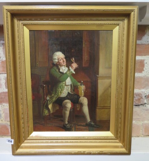 J W Chapman oil on canvas portrait of an 18th century gentleman signed and dated 1880 in a gilt