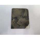 A Victorian Death photograph on glass - 8cm x 6.5cm - no case, some losses