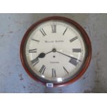 A mahogany fusee movement wall clock with a 12 inch painted dial and convex glass - William Burton,