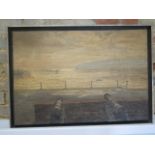 Nan Youngman (1906-1995) Oil on canvas Guns on Cardiff Docks 1960 - frame size 50cm x 70cm - small