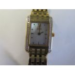 A Citizen ladies gold plated Quartz bracelet wristwatch with diamonds and mother of pearl dial -