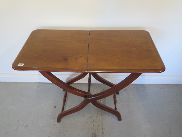 A 19th century mahogany coaching table - Height 72cm x 90cm x 46cm - good colour, has securing