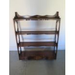 A mahogany Georgian style four tier wall shelf with three small drawers - Height 92cm x 69cm x 16cm