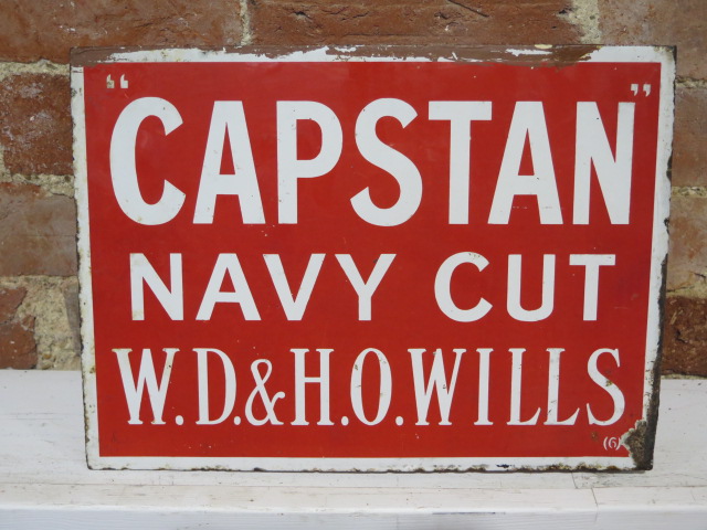 A double sided enamel Will's Gold Flake Cigarettes and Capstan Navy Cut shop advertising sign - 28cm