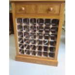 A new burr oak 36 bottle wine rack with a drawer - Height 92cm x 70cm x 28cm made by a local