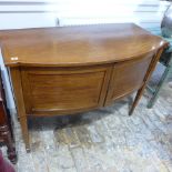 An Edwardian mahogany bow fronted two door sideboard - Height 91cm x 122cm x 57cm