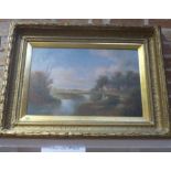A 19th century oil on canvas rural scene in a gilt frame, frame size 66cm x 85cm