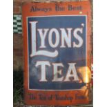 A large Lyons Tea enamel sign - 150cm x 100cm - reasonably good