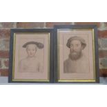 Two framed etchings after originals by Hans Holbein engraved by F Bartolozzi Lady Richmond and