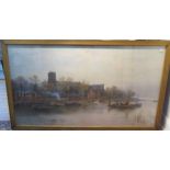 Walter Stuart Lloyd (British 1845 - 1959) A large watercolour river scene with church ,