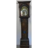 A George III 8 day striking chinoiserie longcase clock with an arched 12 inch brass dial with