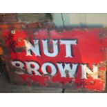 An enamel Nut Brown Tobacco sign - 51cm x 77cm - worn