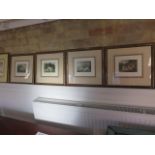 A set of four hunting dog prints - frames 38cm x 41cm