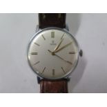 A Tudor stainless steel manual wind wristwatch - case number 1755 - 34mm case - on a leather strap -