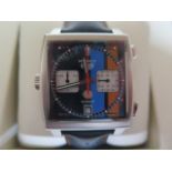 A Tag Heuer automatic Monaco Gulf GT stainless steel chronograph wristwatch - 39mm case - on a