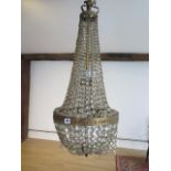 A 19th century glass hanging chandelier - Height 90cm x Width 36cm