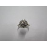 An 18ct white gold diamond cluster ring size O - approx weight 5.5 grams - diamonds bright