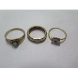 Three 9ct gold rings sizes L/O/P - total weight approx 6 grams