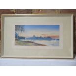William Alister Macdonald (1861-1948) signed watercolour on paper Tahiti - painting size 12cm x 27cm