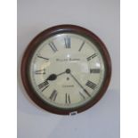 A 19th century mahogany wall clock with a 12" dial and convex glass signed William Burton London