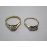Two 18ct yellow gold rings, sizes L and O - total weight approx 4.8 grams