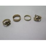 Four 9ct gold rings sizes I/K/O/Q - Total approx weight 15 grams