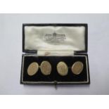 A pair of engraved 9ct yellow gold cufflinks, boxed, approx weight 9.4 grams