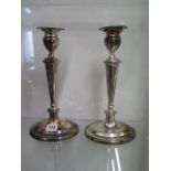 A pair of plated candlesticks - Height 29cm