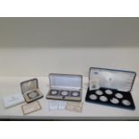 Three boxed sets of silver proof coins - 7 Queen Elizabeth The Queen Mother 80th Birthday Crown set,