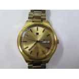 A Tissot automatic Seastar gold plated watch - 36mm dial - on a bracelet strap, running, dial good