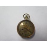 A 14ct yellow gold top wind pocket watch with base metal dust cover - 33mm case - approx weight 27.8