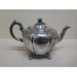 A silver teapot - Height 16cm - London 1842/43 - approx weight 23.3 troy oz - minor dents