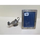 A silver Aladins lamp desk oil lighter Egyptian silver marks - approx weight 2.9 troy oz and a small