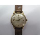 A 9ct yellow gold J W Benson manual wind wristwatch - 33mm case - running, hands adjust - weight