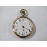 A 9ct yellow gold pocket watch with gold dust cover - 30mm case - approx 19 grams - not currently