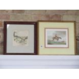 Two horse riding prints entitled Afternoon and The Hunt Steeplechase - largest frame 41cm x 44cm