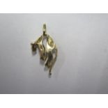 A 585 14ct yellow gold cat pendant - 3cm long - weight approx 5.3 grams - some wear to loop
