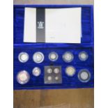 A Royal Mint 13 coin Millennium silver coin set boxed with Maundy set with certificates