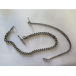 Two silver watch chains 27cm and 38cm long - total weight approx 89 grams