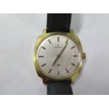 A Zenith gold plated presentation manual wind gents gold plated wristwatch on leather strap - 35mm