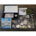 A proof Golden Jubilee silver crown and £10 note and other assorted coins