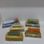Five Dinky Toys vehicles A.E.C. with flat trailer 915, refuse wagon 978, Atlantean city bus 291,