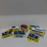 Seven boxed Dinky toys Police Cars, Ambulances and Fire Chiefs car - USA Police car 251, Pontiac R.