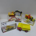 Three boxed Dinky Toys - Eaton Yale articulated tractor shovel 973, Aveling-Barford Centaur dump