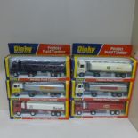 Dinky Toys - 6 boxed Foden Fuel Tankers all generally good some repaints