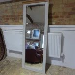 A shaker style hanging painted mirror with an oak top - Height 170cm x Width 70cm