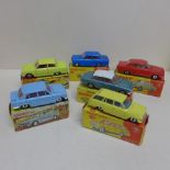 Six Dinky cars all boxed - Triumph 1300 162, Vauxhall Victor Estate 141, Triumph 2000 135, Ford