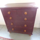 A Victorian painted pine five drawer chest on later feet - Height 105cm x 90cm x 44cm