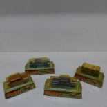 Four Dinky Toys cars - boxed Volkswagen 1300, Sedan 129, Mini Clubman 178, Ford Escort 168 and