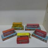 Five Dinky Toys - Buses boxed, 289 x 2, 283, 295 and generally good